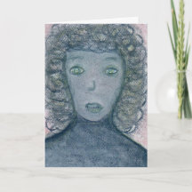 Girl with Curly Hair Chalks Portrait Spiritual Art