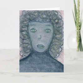 Cartão Girl with Curly Hair Chalks Portrait Spiritual Art