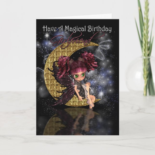 Cartão Girlfriend Birthday card with gothic moon fairy (Frente)