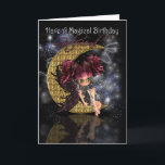 Cartão Girlfriend Birthday card with gothic moon fairy<br><div class="desc">Girlfriend Birthday card with gothic moon fairy</div>