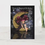 Cartão Girlfriend Birthday card with gothic moon fairy<br><div class="desc">Girlfriend Birthday card with gothic moon fairy</div>