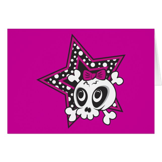 Cartão Girlie Emo Skull (Frente Horizontal)