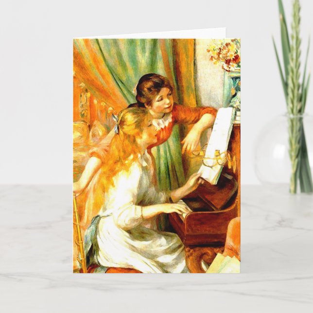 Cartão Girls at the Piano Greeting Card (Frente)