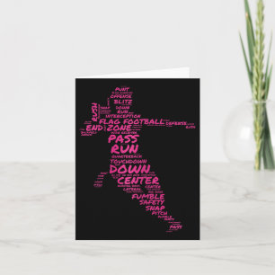 Cartão Girls Flag Football Player Word Art Typografia