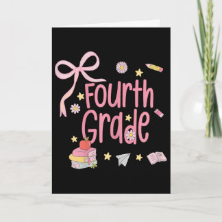 Cartão Girls Fourth Grade Coquette Bow Pink Preppy Ck To