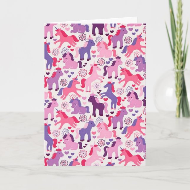 Cartão Girl's Magical Unicorn Special Wish Birthday Card (Frente)