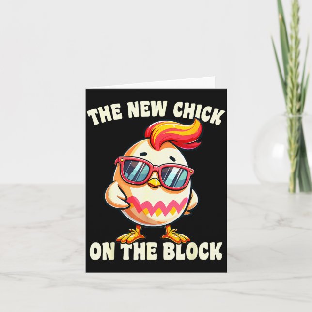 Cartão Girls New Chick On The Block Egg Hunting Easter Wo (Frente)