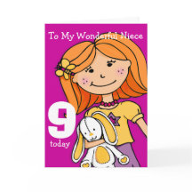Girls Niece 9th aniverscard girlie roxo