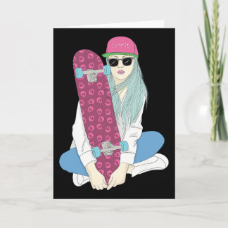 Cartão Girls Skate Skateboard Skateboarding Do A Kickflip