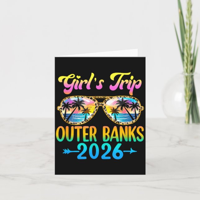 Cartão Girl's Trip Outer Banks 2026 Summer Vacation Sungl (Frente)