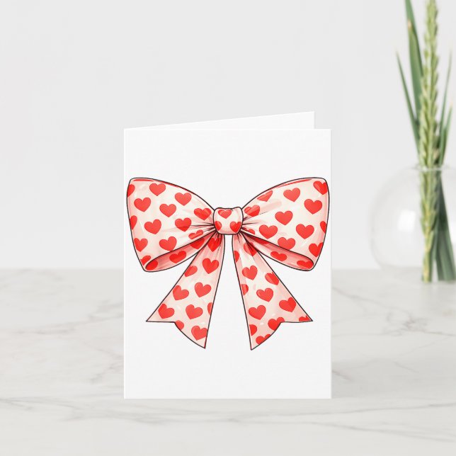 Cartão Girls Valentine Heart Bow Cute Valentines Day Teen (Frente)