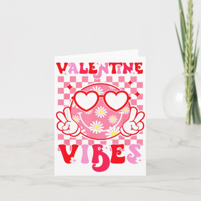 Cartão Girls Valentines Day Cute Smile Face Valentine Vib (Frente)