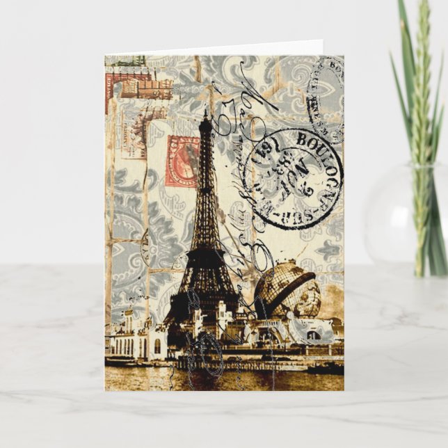 Cartão girly chic romantic floral paris eiffel tower (Frente)