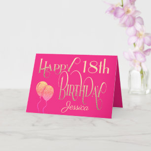 Cartão Girly Happy 18º Aniversário Nome Ornamentado Ros