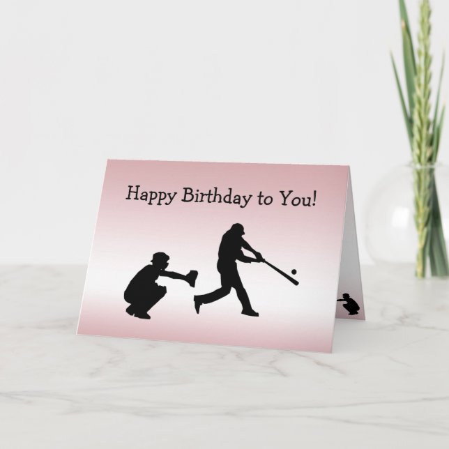 Cartão Girly Pink Baseball Play Ball Sports Birthday Card (Frente)