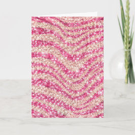 Cartão Girly Pink Blush Glitter Zebra Pattern            