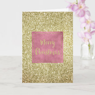 Cartão Girly Pink Dourado Glitter Sparkle Glitz Natal
