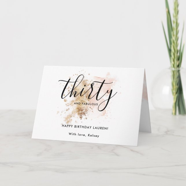 Cartão Girly Pink Trinta E Fabulosa aniversário de 30 ano (Frente)