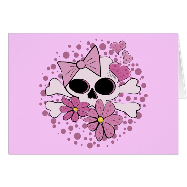 Cartão Girly Punk Skull (Frente Horizontal)