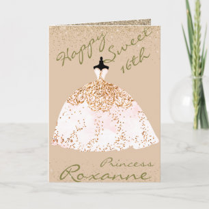 Cartão Girly Rose Gold Personalized Sweet 16th Birthday