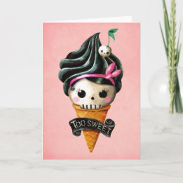 Cartão Girly Skull Sorvete Cone