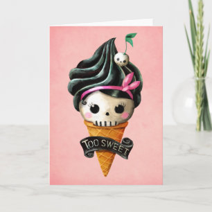 Cartão Girly Skull Sorvete Cone