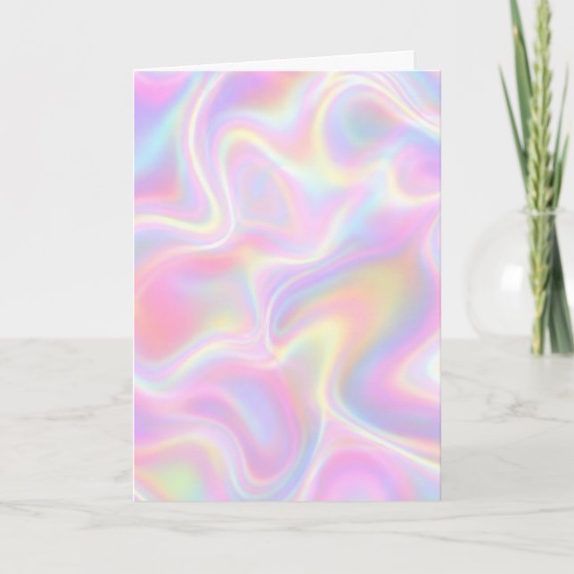 Cartão Girly Vibrant Pastel Holographic Swirl Design      (Frente)