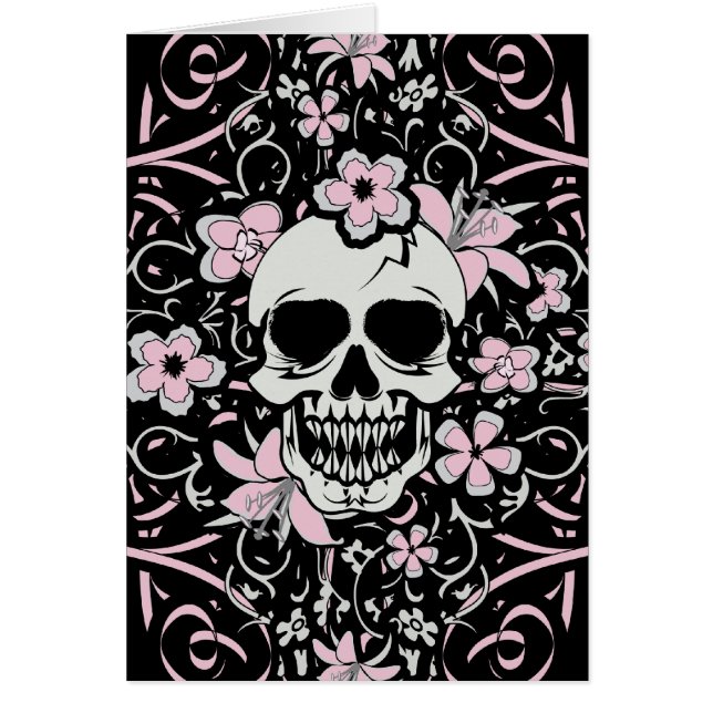 Cartão Girly Vintage Skull (Frente)