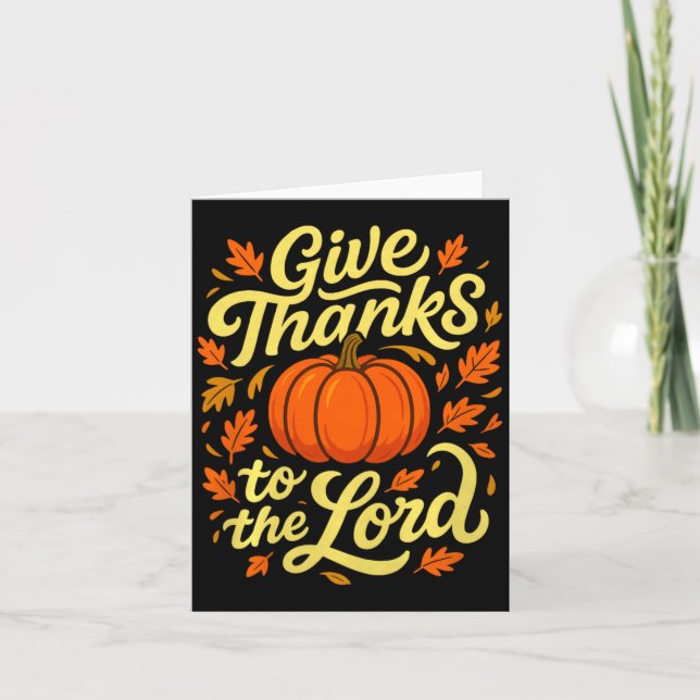 Cartão Give Thanks To The Lord Pumpkin Christian Fall Des (Frente)