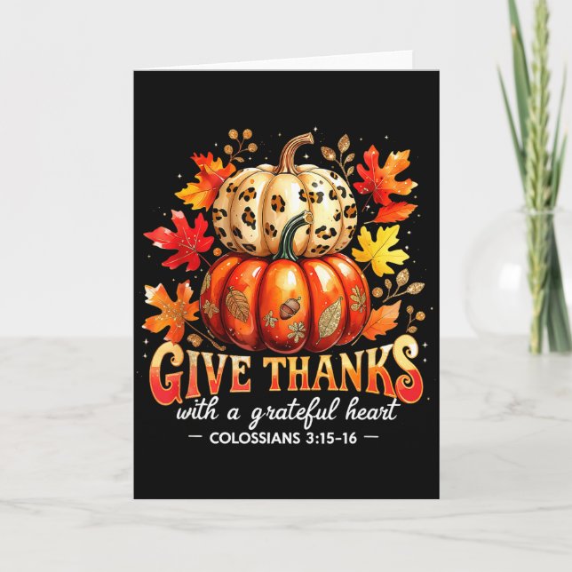 Cartão Give Thanks With A Grateful Heart Bible Verse Pump (Frente)
