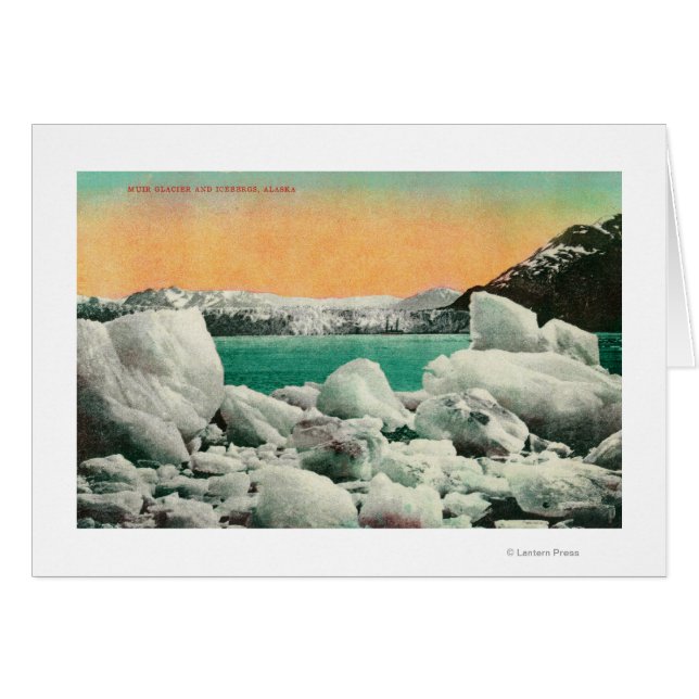 Cartão Glaciar Muir e Icebergs no Alasca #1State (Frente Horizontal)