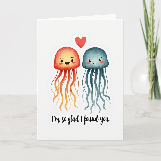 Cartão Glad I Found You Jellyfish Card (Frente)