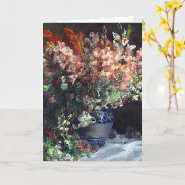 Cartão Gladioli em um vaso por Auguste Renoir Art (Flor Amarela)