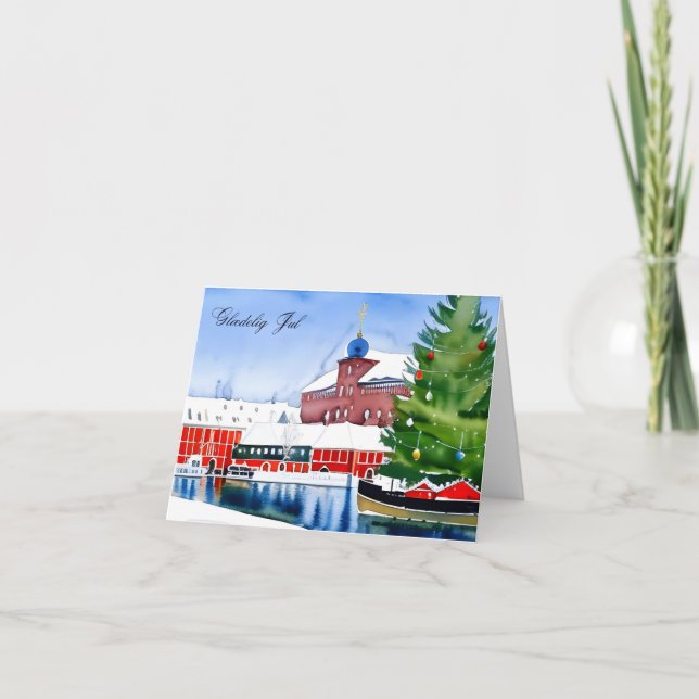 Cartão Glæ delig jul, Natal dinamarquês (Frente)