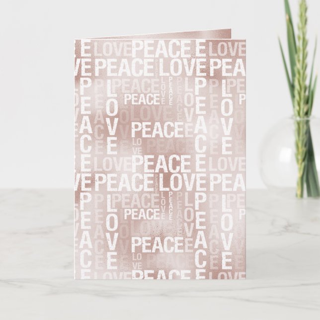 Cartão Glam Blush Pink Peace Love (Frente)