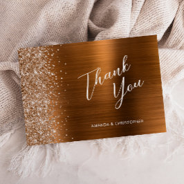 Cartão Glam Cobre Casamento Flat Agradecimento Metálico