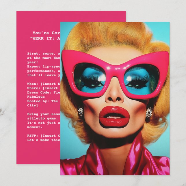 Cartão Glam Diva em Formas Retroativas (Frente/Verso)