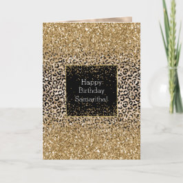 Cartão Glam Dourado Leopard Print Glitz