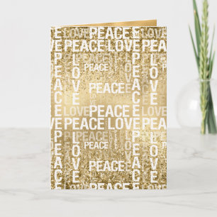 Cartão Glam Dourado Peace Love Glitter