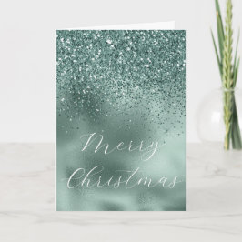 Cartão Glam Teal  Aqua Pine Verde Brilho Glitzy