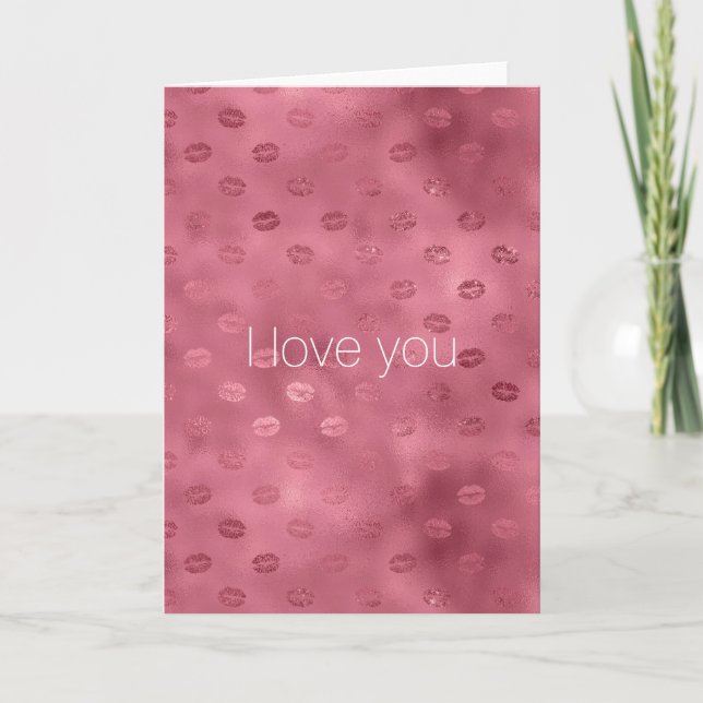 Cartão Glam Vermelho Lábios Glitzy Beija Amor (Frente)