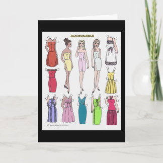 Cartão Glamor Girls Paper Doll Vazio Greeting Card