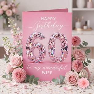 Cartão Glamoroso Aniversário de 60 anos com Diamante Bril