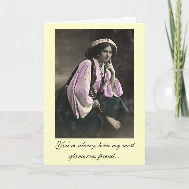 Cartão Glamoroso de 50º Aniversário de Diva (Frente)