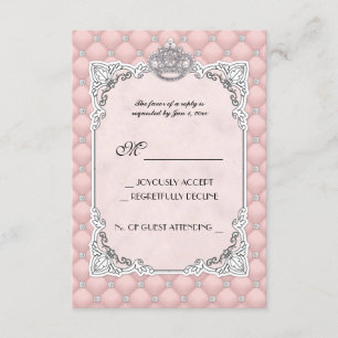 Cartão glamoroso do rosa RSVP das pérolas & do