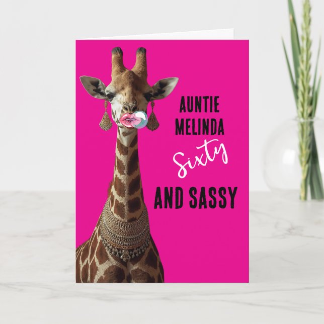 Cartão Glamorous Girraffe Sassy at 60 Birthday Card (Frente)