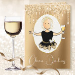 Cartão Glamorous Glitter Birthday Card for Her<br><div class="desc">This elegant and glamorous card toasts the birthday gal and wishes her a FABulous day</div>