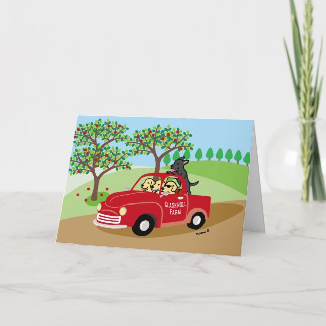 Cartão Glasknoll Fazenda Labradores e Caminhão Vermelho (Frente)