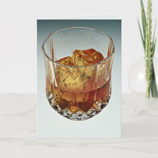 Cartão Glass tumbler filled with scotch and ice cubes (Frente)