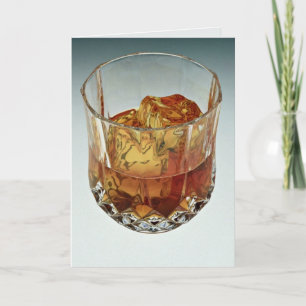 Cartão Glass tumbler filled with scotch and ice cubes